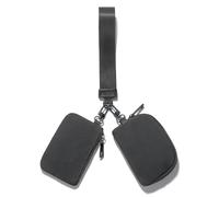 Viverte Mini Zip Around Keychain Wristlet Wallets Small Portable Dual Pouch Wristlet Detachable Coin Purse Pocket, Dark Gray, Solid Color