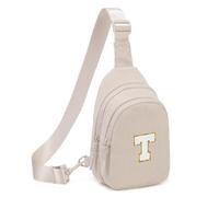Viverte Small Corduroy Sling Bag Initial Crossbody Bag Fanny Pack for Girls Personalized Birthday Gifts for Teen Girls Gifts, Beige, Small
