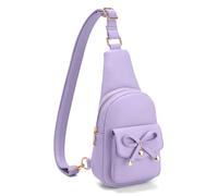 Viverte Small Sling Bag Crossbody Fanny Pack for Girls PU Leather Cross Body Purse for Women Cute Stuff Gifts for Teen Girls, Lavender, 5.51 x 7.28 x 3.14 inches