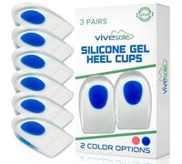 ViveSole Gel Heel Pads (3 Pairs) - Silicone Cups for Plantar Fasciitis - Shoe Inserts for Sore Heel Pain, Bone Spur & Achilles Pain (UK Men's (9-12))