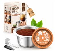 VIVI SKY Reusable Nespresso Pods Vertuo 2.5oz Gentle-Fit Double Espresso | Machine-Friendly DIY and Quick Wake-Ups, Fits Vertuo Plus, Next, Pop and GCA1, Lightweight Steel Body with Soft Silicone Lid