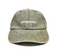 Vivian Flytrap Unisex Antisocial Embroidered Low Profile Dad Baseball Cap - Washed Khaki Green - One Size