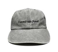 Vivian Flytrap Unisex Commit Tax Fraud Embroidered Low Profile Dad Baseball Cap - Washed Grey - One Size