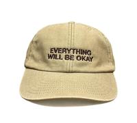 Vivian Flytrap Unisex Everything Will Be Okay Embroidered Low Profile Dad Baseball Cap - Washed Beige - One Size