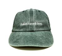 Vivian Flytrap Unisex I Don't Work Here Embroidered Low Profile Dad Baseball Cap - Washed Bottle Green - One Size