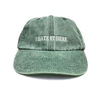 Vivian Flytrap Unisex I Hate It Here Embroidered Low Profile Dad Baseball Cap - Washed Bottle Green - One Size