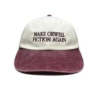Vivian Flytrap Unisex Make Orwell Fiction Again Embroidered Low Profile Dad Baseball Cap - Natural/Washed Red - One Size