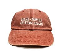 Vivian Flytrap Unisex Make Orwell Fiction Again Embroidered Low Profile Dad Baseball Cap - Washed Coral - One Size