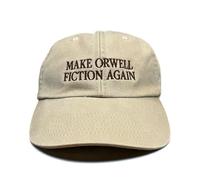 Vivian Flytrap Unisex Make Orwell Fiction Again Embroidered Low Profile Dad Baseball Cap - Washed Cream - One Size