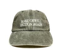 Vivian Flytrap Unisex Make Orwell Fiction Again Embroidered Low Profile Dad Baseball Cap - Washed Khaki Green - One Size