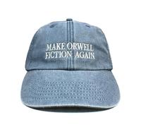 Vivian Flytrap Unisex Make Orwell Fiction Again Embroidered Low Profile Dad Baseball Cap - Washed Light Blue - One Size