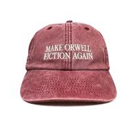 Vivian Flytrap Unisex Make Orwell Fiction Again Embroidered Low Profile Dad Baseball Cap - Washed Red - One Size