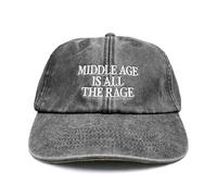 Vivian Flytrap Unisex Middle Age is All The Rage Washed Embroidered Dad Baseball Cap - Black