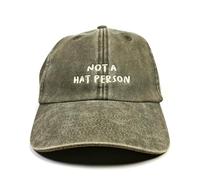 Vivian Flytrap Unisex Not A Hat Person Embroidered Low Profile Dad Baseball Cap - Washed Khaki Green - One Size