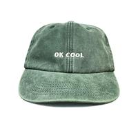 Vivian Flytrap Unisex OK Cool Embroidered Low Profile Dad Baseball Cap - Washed Bottle Green - One Size