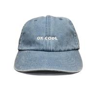 Vivian Flytrap Unisex OK Cool Embroidered Low Profile Dad Baseball Cap - Washed Light Blue - One Size