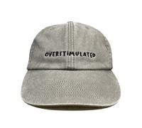 Vivian Flytrap Unisex Overstimulated Embroidered Low Profile Dad Baseball Cap - Washed Grey - One Size