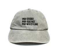 Vivian Flytrap Unisex Pro-Choice, Pro-Science, Pro-Wrestling Washed Embroidered Dad Baseball Cap - Grey