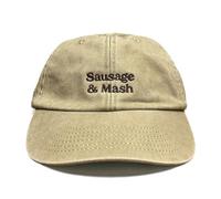 Vivian Flytrap Unisex Sausage & Mash Embroidered Low Profile Dad Baseball Cap - Washed Beige - One Size