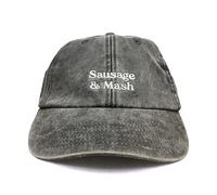 Vivian Flytrap Unisex Sausage & Mash Embroidered Low Profile Dad Baseball Cap - Washed Black - One Size