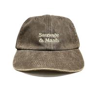 Vivian Flytrap Unisex Sausage & Mash Embroidered Low Profile Dad Baseball Cap - Washed Brown - One Size