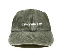 Vivian Flytrap Unisex Thinking Cap Embroidered Low Profile Dad Baseball Cap - Washed Khaki Green - One Size