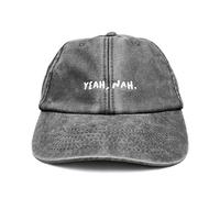 Vivian Flytrap Unisex Yeah, Nah Embroidered Low Profile Dad Baseball Cap - Washed Black - One Size