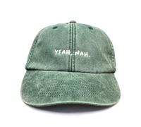 Vivian Flytrap Unisex Yeah, Nah Embroidered Low Profile Dad Baseball Cap - Washed Bottle Green - One Size
