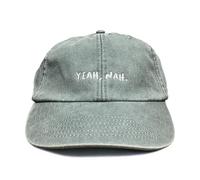 Vivian Flytrap Unisex Yeah, Nah Embroidered Low Profile Dad Baseball Cap - Washed Sage Green - One Size