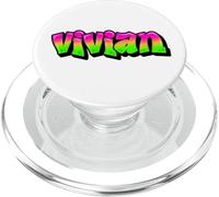 Vivian Graffiti Personalized Name Green Pink Women Girls PopSockets PopGrip for MagSafe