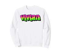 Vivian Graffiti Personalized Name Green Pink Women Girls Sweatshirt