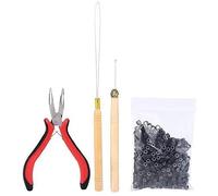 VIVIAN Hair Extension Kit, Wig Connector Kit Pliers Hook Loop Tip with 500 Pcs Micro Rings Hair Extension Accessories (Black)