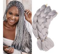 VIVIAN Original Jumbo Braids Hair Extension Braiding Hair 24inch Twist Box Braiding Hair (Pack of 1, Grey)