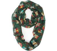 VIVIAN & VINCENT Fall Winter Soft Lightweight Owls for Christmas Trees Sheer Infinity Scarf for Women Halloween 2023 Green