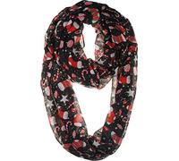 VIVIAN & VINCENT Fall Winter Soft Lightweight Sheer Infinity Christmas Scarf for Women Holiday Decorations for Girls Black Candy Cane and Santa Boots