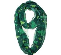 VIVIAN & VINCENT Fall Winter Soft Lightweight Sheer Infinity Christmas Scarf for Women Holiday Decorations for Girls Green Xmas Tree