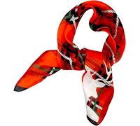 VIVIAN & VINCENT Gift Packed Silk Like Satin Fall Winter Holiday Christmas Square Scarf for Women Hair Scarves, Red Plaid Reindeer, One Size