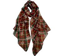 VIVIAN & VINCENT Gift Packed Soft Lightweight Sheer Fall Winter Christmas Scarf for Women Girls Teens Burgundy Red and Green Plaid Snowflake