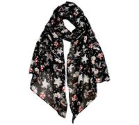 VIVIAN & VINCENT Gift Packed Soft Lightweight Sheer Fall Winter Christmas Scarf for Women Girls Teens Black Snowman and Candy Cane