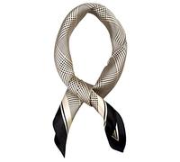 VIVIAN & VINCENT Pure Mulberry Silk Scarf for women Square Neck Scarfs 21" x 21" Lightweight Neckerchief Gift Packed, Black Beige, 21"es