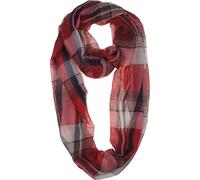 VIVIAN & VINCENT Scottish Fall Winter Soft Lightweight Tartan Plaid Check Sheer Infinity Scarf for women Head Wrap Red