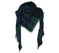 VIVIAN & VINCENT Triangle Fall Winter Soft Plaid Scarfs for Women Scarf Warm Shawls and Wraps Deep Green Black Watch Tartan