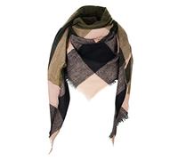 VIVIAN & VINCENT Triangle Fall Winter Soft Plaid Scarfs for Women Scarf Warm Shawls and Wraps Olive Pink Tartan