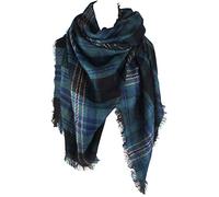 VIVIAN & VINCENT Women's Fall Winter Scarf Classic Tassel Plaid Tartan Scarf Warm Soft Chunky Large Blanket Wrap Shawl Scarves Green Blue