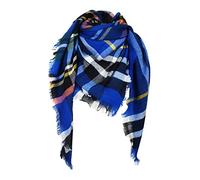 VIVIAN & VINCENT Women's Fall Winter Scarf Classic Tassel Plaid Tartan Scarf Warm Soft Chunky Large Blanket Wrap Shawl Scarves Blue Tartan C48