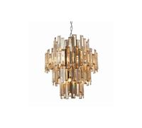 Viviana Pendant Chrome Effect Plate & Champagne Crystal (K9) Drops 12 Light Dimmable IP20 E14 Netlighting Clear One Size