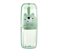 VIVIANYO HD Cute Portable Toothbrush Holder Plastic Toothbrush Travel Case for Kids with Detachable Handle Multifuction Toothbrushes Toothpaste Storage Box Set for Camping Travel or Daily Use (Green)