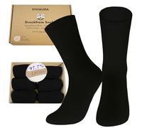 viviAura Diabetic Socks without Elastic Waistband - Seamless, Hand-Linked Comfort Socks Made of 97.7% Cotton, Full Terry Towelling, 6 Pairs - Pressure-free for Men and Women - In Environmentally