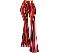 Vivicastle Women's Boho Comfy Stretchy Bell Bottom Flare Pants (BP2, Multi, Medium)