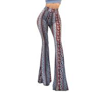 Vivicastle Women's Boho Comfy Stretchy Bell Bottom Flare Pants (BP22, Multi, Small)